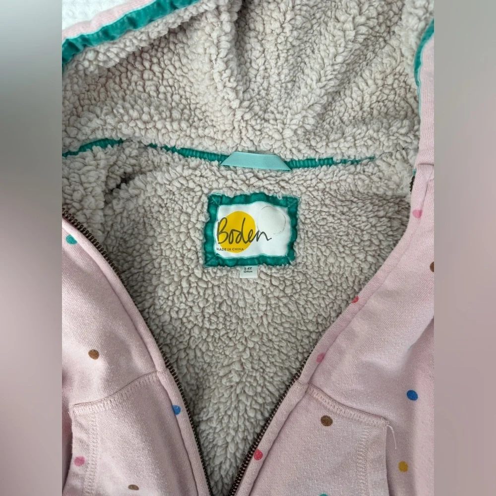 Mini Boden Sherpa Lined Confetti dot hoodie toddler 3-4 years - Picture 3 of 4